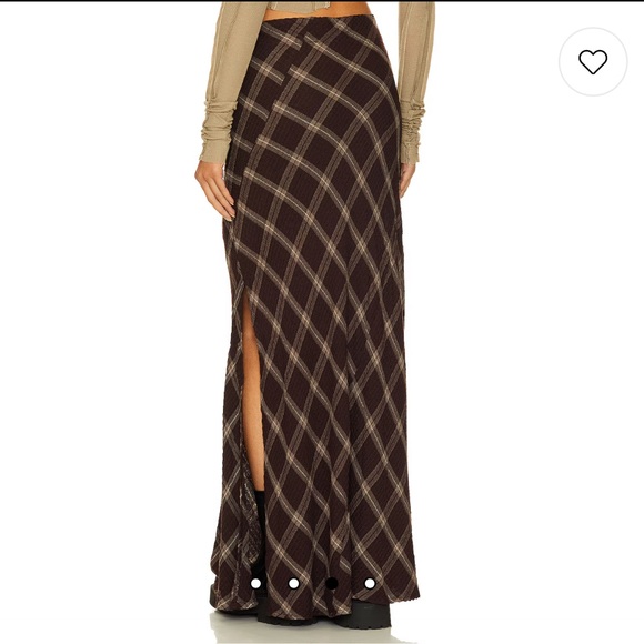 Free People x Revolve Vintage Crush Brown Plaid Maxi Skirt Size 0 & 12 - Picture 4 of 6